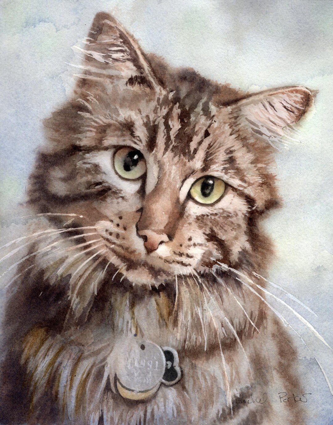 Print of My Maine Coon Cat Watercolor Painting Options for Big, Hand ...