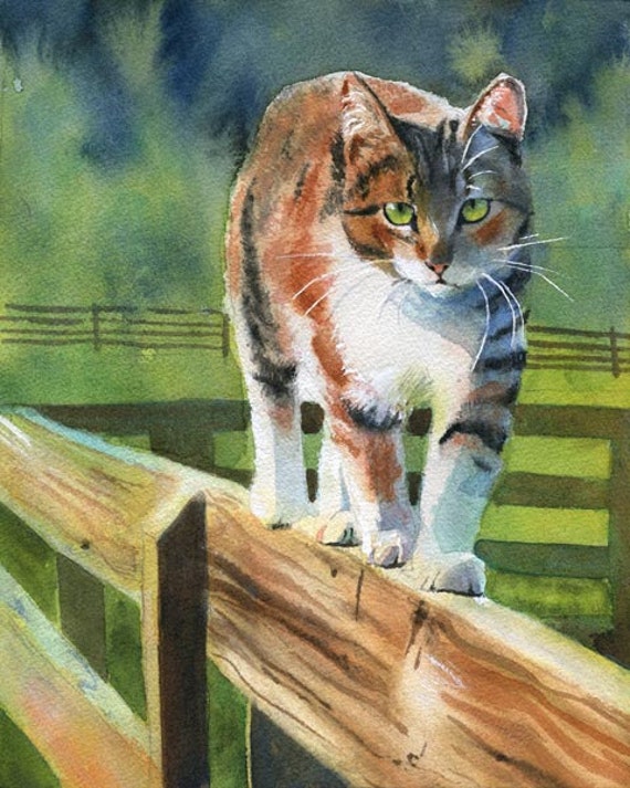 三毛猫のタビー猫アート絵画プリント水彩画レイチェルパーカー