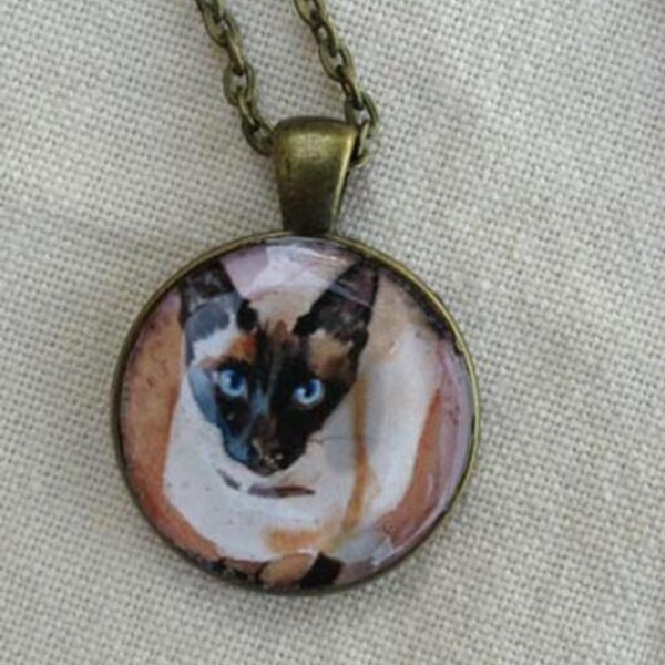 Siamese Cat Art Bronze Jewelry Necklace Pendant