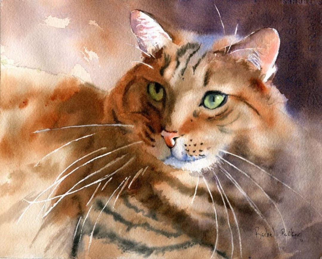Maine Coon Tabby Cat Print of My Watercolor Painting Art - Etsy