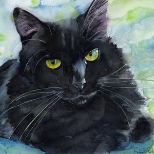 Black Cat Art Painting PRINT Watercolor Rachel Parker Large Huge Big Giclee Hand Painted Artist Artwork