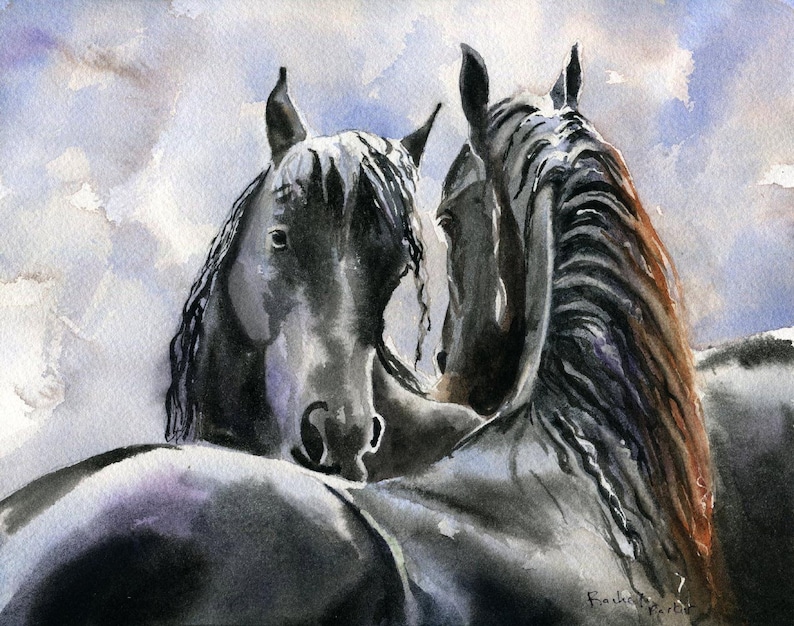 Friesian Horse Art Warmblood Yearling Print of a Etsy