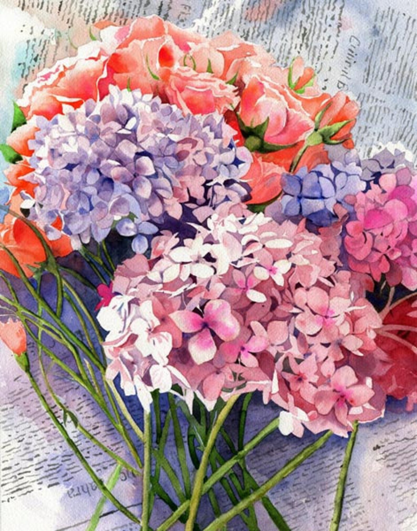 huge giclée painting flower hydrangeas floral garden art of a etsy