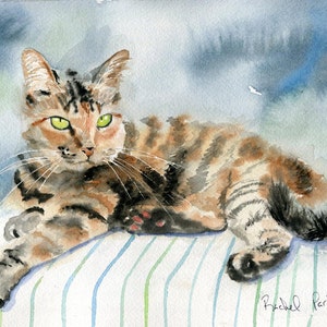Tabby Cat Art Painting PRINT Watercolor Painting Rachel Parker ...