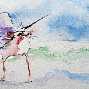 Original Sea Gull Shore bird Beach Watercolor Landscape Painting