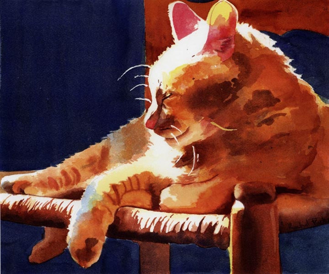 Orange Marmalade Tabby Cat Art Painting PRINT Watercolor Etsy