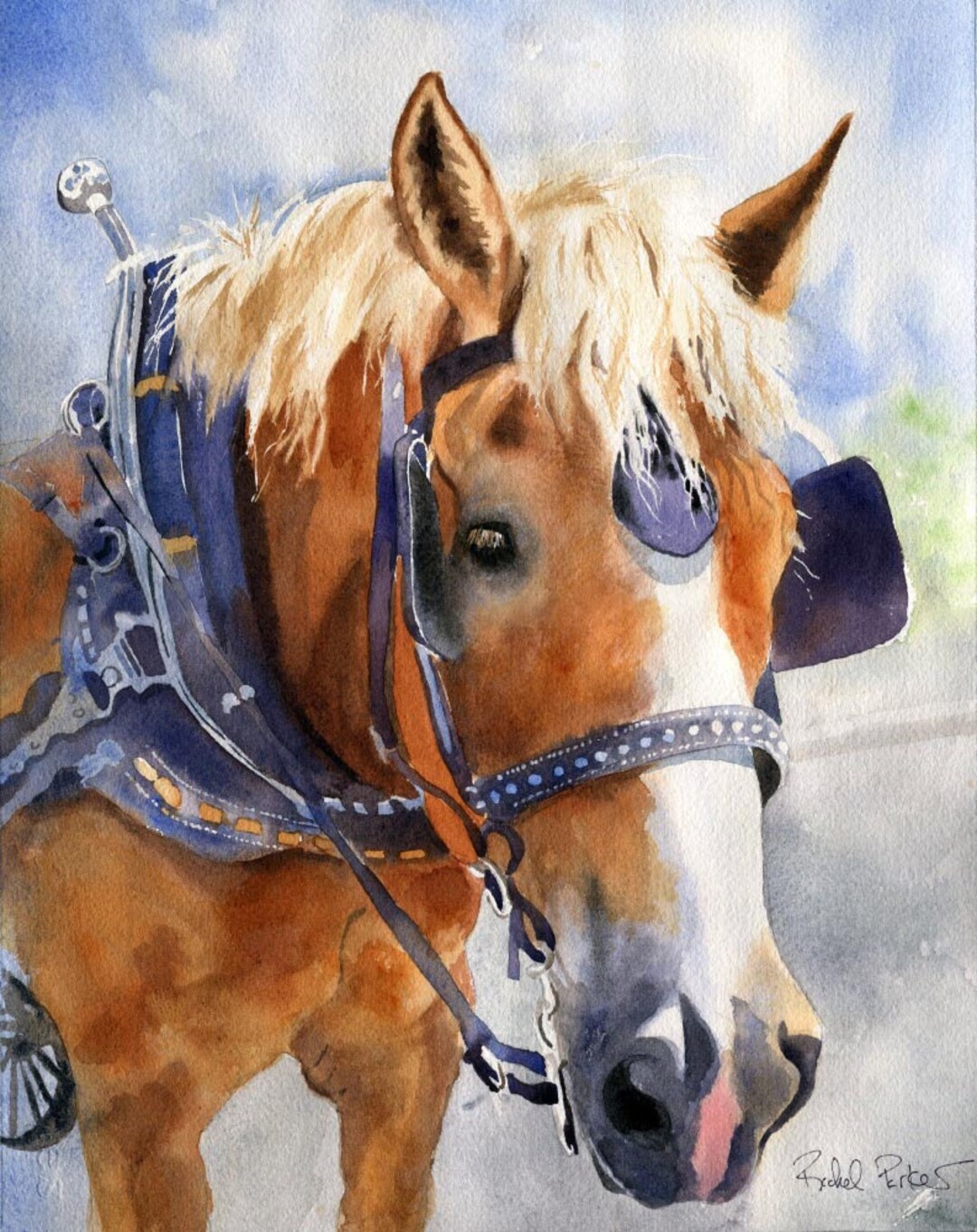 Print Belgian Draft Art Haflinger Palomino Horse Watercolor Painting Charleston Equestrian Decor