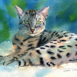 Mau Bengal-Kunstdruck von meinen Original Aquarell Malerei Anneli Mau