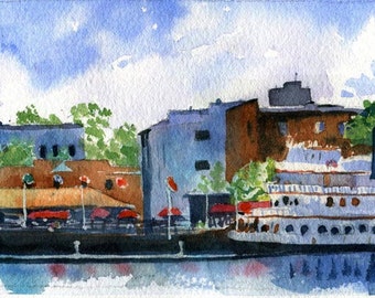 Wilmington North Carolina Art Print Travel from a Painting Wedding Honeymoon Gift NC from a watercolor painting Huge Big Large