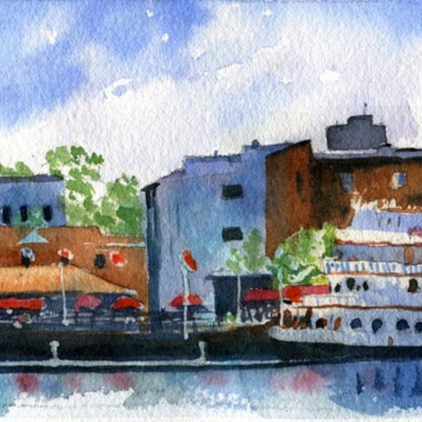 Wilmington North Carolina Art Print Travel Wedding Honeymoon Gift NC from a watercolor painting Huge Big Large