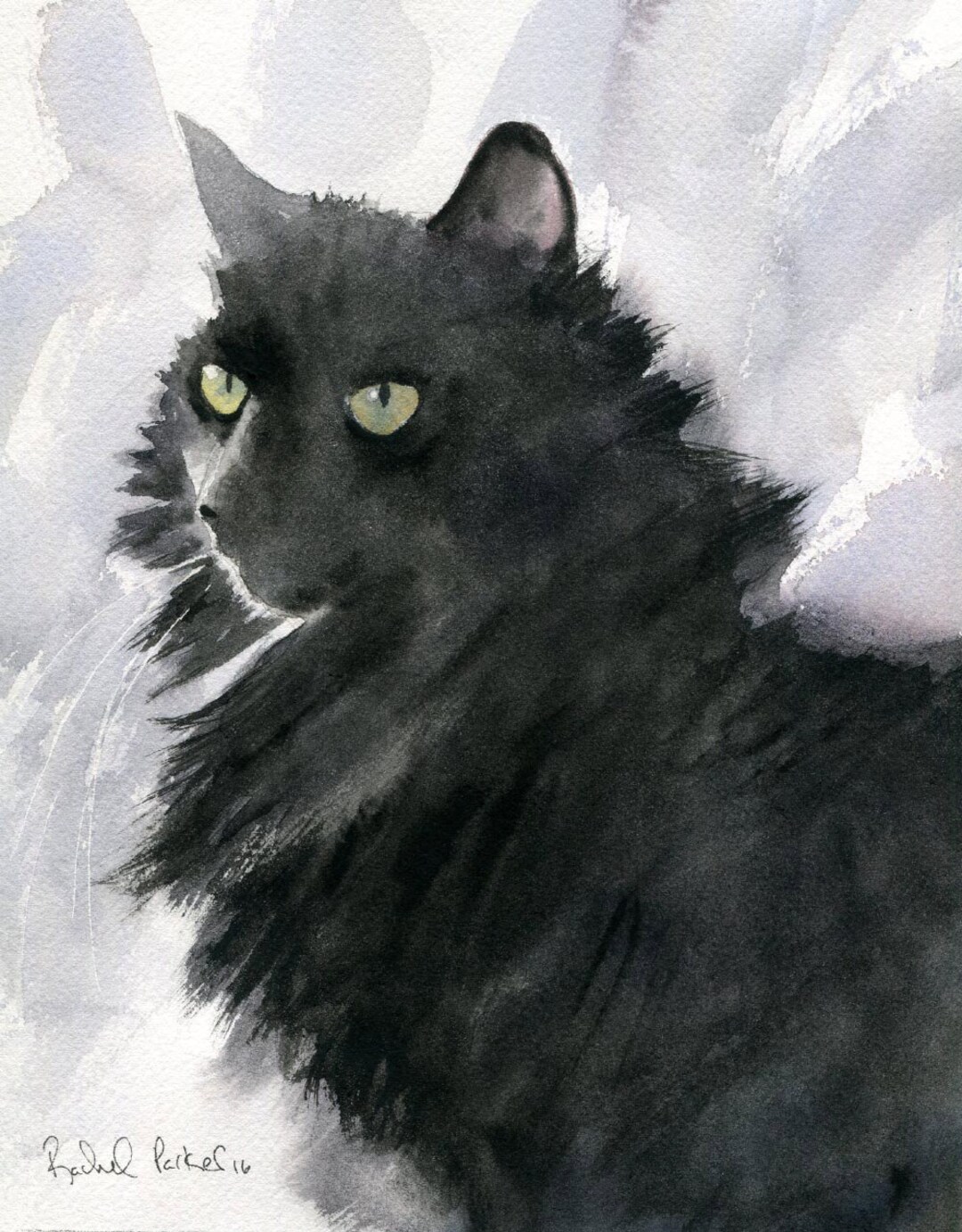 Black Cat Art Painting PRINT Watercolor Painting Rachel Parker ...