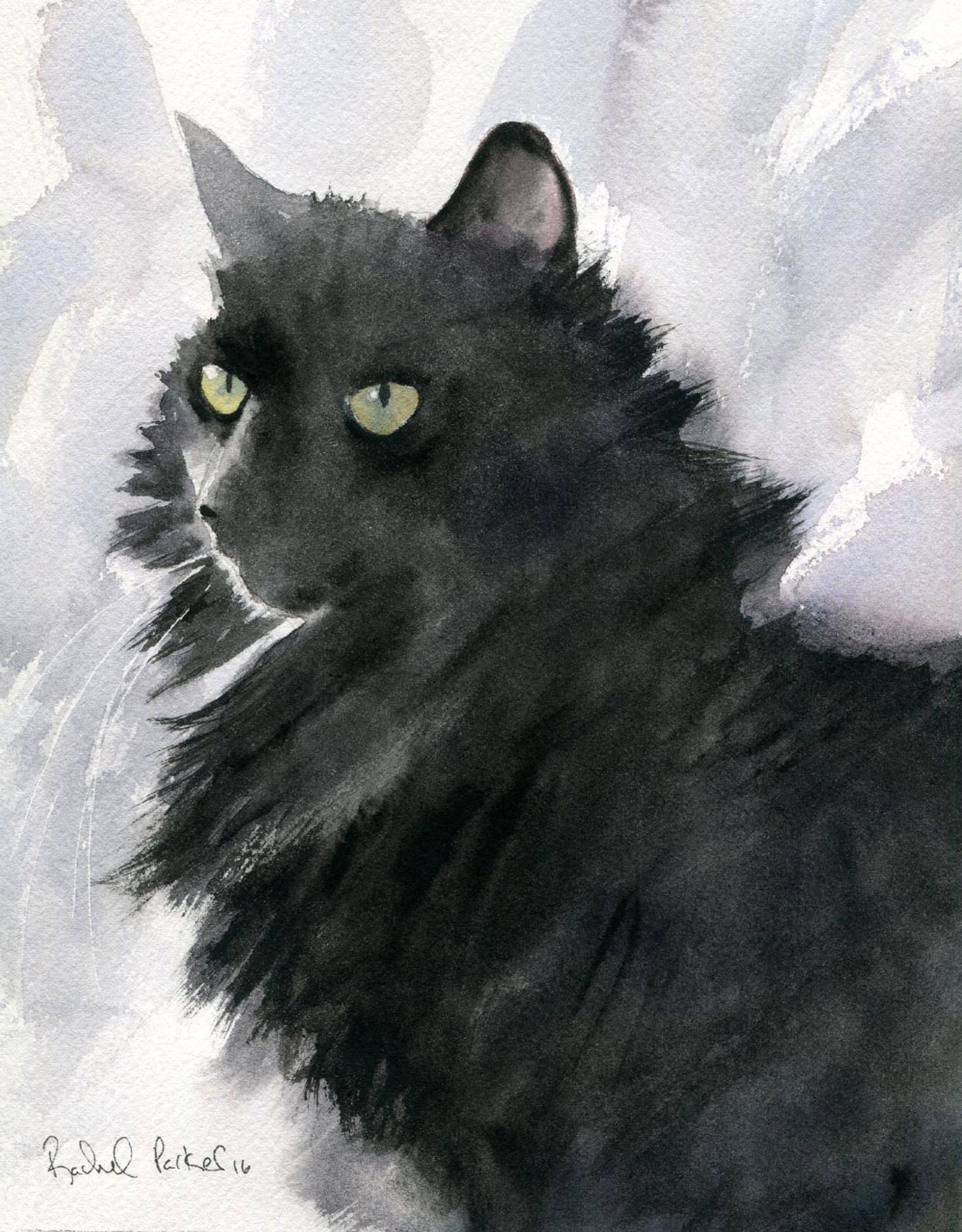 Black Cat Art Painting PRINT Watercolor Painting Rachel Parker ...
