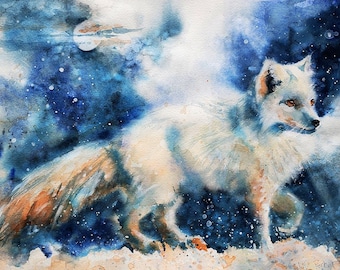 北極キツネの絵画、オリジナルアートワーク、手描き 9