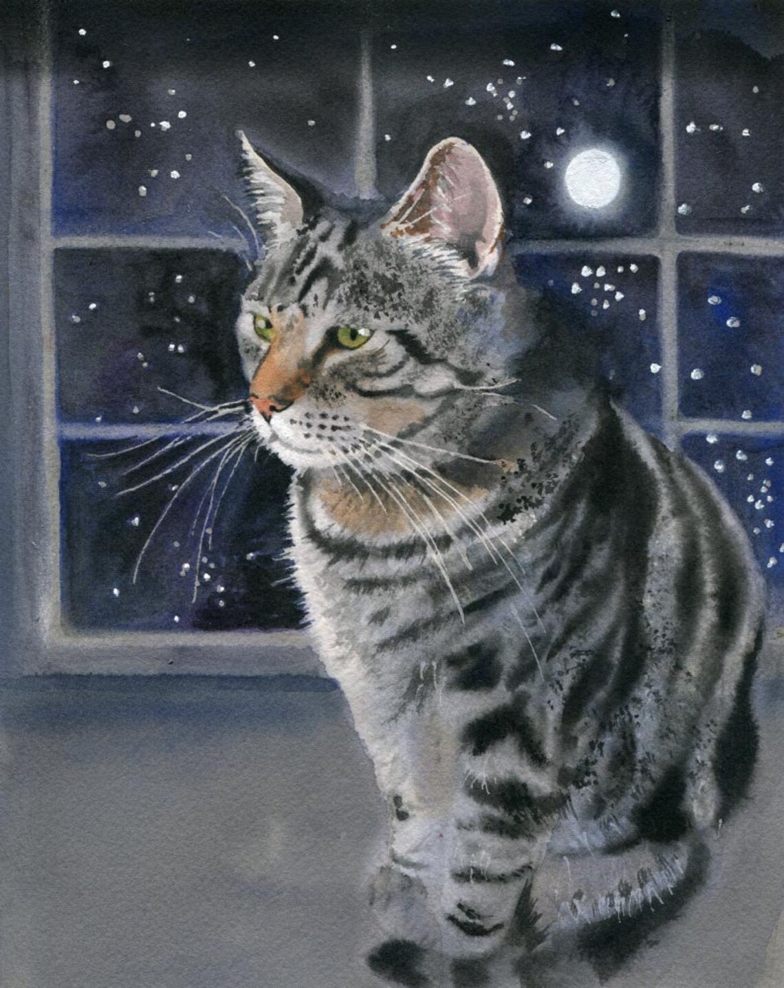Tabby Cat Art Painting PRINT Watercolor Painting Rachel Parker ...