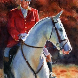 Foxhunt art PRINT Hunt Horse Hounds Signed watercolor painting Giclée Hand Painted Large Big Custom Thoroughbred Fox Hunt