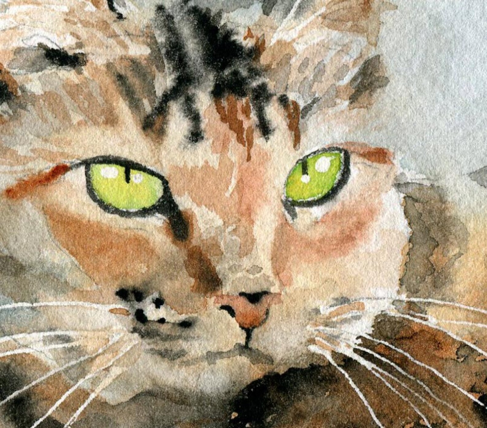 Tabby Cat Art Painting PRINT Watercolor Painting Rachel Parker ...