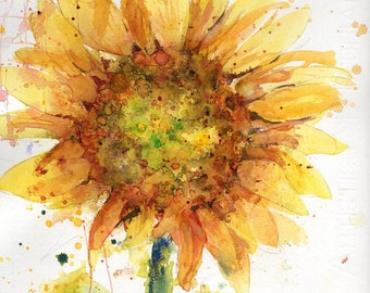 Wet on Wet Loose Painterly and Impressionistic Yellow Splashy Sunflower Watercolor Painting Tutorial  or Project