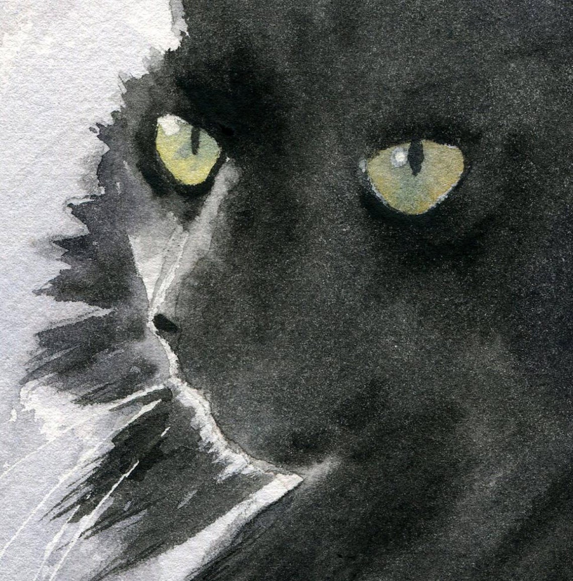 Black Cat Art Painting PRINT Watercolor Painting Rachel Parker ...