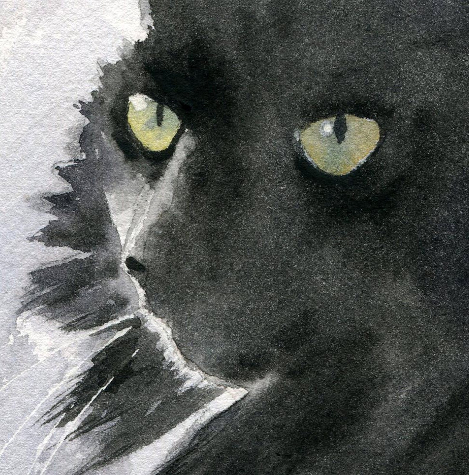 Black Cat Art Painting PRINT Watercolor Painting Rachel Parker ...