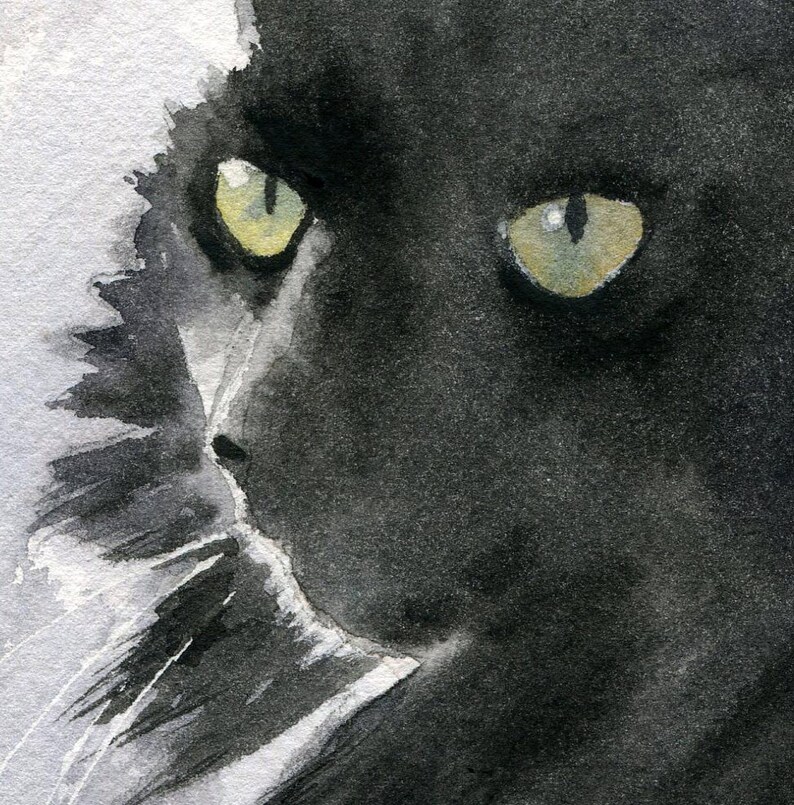 Black Cat Art Painting PRINT Watercolor Painting Rachel Parker ...