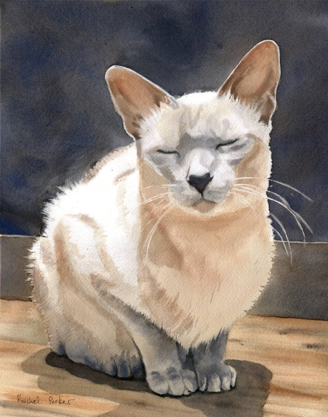 Print Tonkinese Siamese Cat Art Print of a Watercolor Painting Big ...