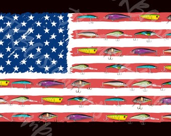 Fishing Lure American Flag PNG – Patriotic Fishing Shirt Design for All Ages