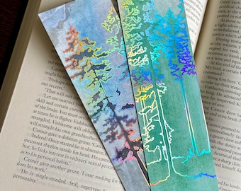 Foiled HOLOGRAM Bookmark - Double-sided foil - Crystal Forests Rainbow Moonstone and Amazonite