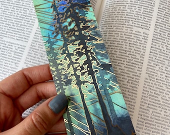 Metallic GOLD Foiled Bookmark - Double-sided foil - Crystal Forests Labradorite and Ocean Jasper