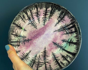 Milky Way Forest Bowl - hand-painted art piece ceramic bowl for the home