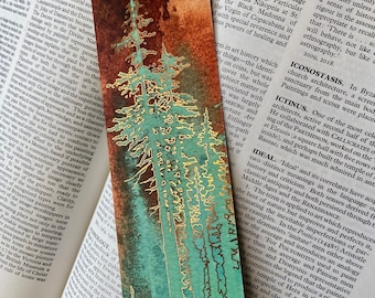 Metallic COPPER Foil Bookmark - Double-sided  - Crystal Forests Copper and Chrysocolla