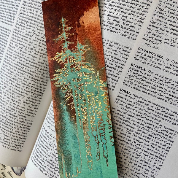 Metallic COPPER Foil Bookmark - Double-sided  - Crystal Forests Copper and Chrysocolla