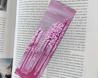 Metallic PINK Foil Bookmark - Double-sided  - Crystal Forests Rose Quartz and Rhodonite - Brand new, but DISCOUNTED due to tiny misprint