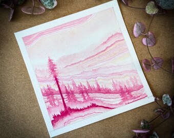 The Rhodochrosite Forest miniature version - original watercolour and gouache painting