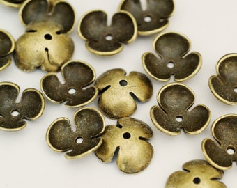 Sale 50pcs Antique Bronze Alloy Flower Bead Caps (15mm ) A13041-AB-FF