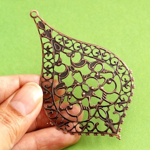 10pcs 76mm Antique Copper Filigree Pendants
