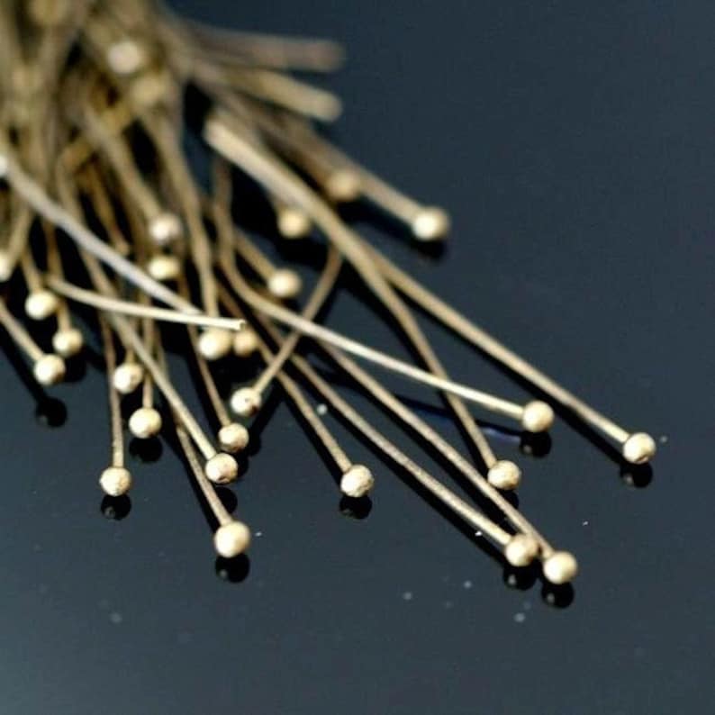 50pcs 35mm Antique Brass Ball Pin Findings