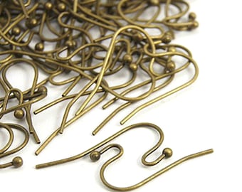 Nickel Free 50pcs Antique Bronze Finish Solid Brass Earwire Hooks J0JQN-NFAB