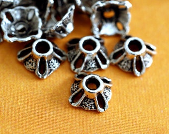 Sale Lead Free 100pcs Antique Silver Bead Caps (7mm ) A13232-AS-NR