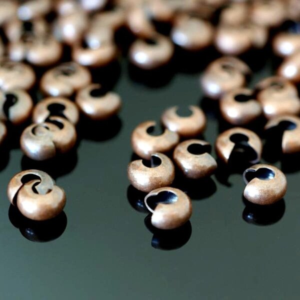 25 cache-perles à écraser en cuivre antique, 4 mm