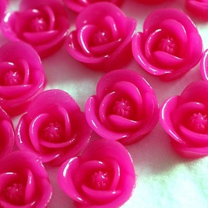 Clearance 30pcs Deep Pink Flower Cabochons 17mm RB1058Y-4