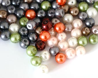 Clearance 50pcs 8mm Mix Color Pearl Glass Beads