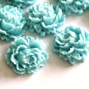 Sale 20pcs Aqua Flower Cabochons 15mm