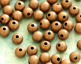 Sale 100pcs Antique Copper Stardust Round Beads 4mm