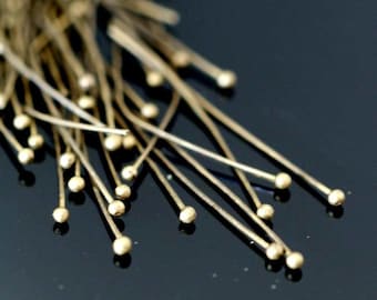 100pcs 35mm Antique Bronze Finish Brass Ball Pins