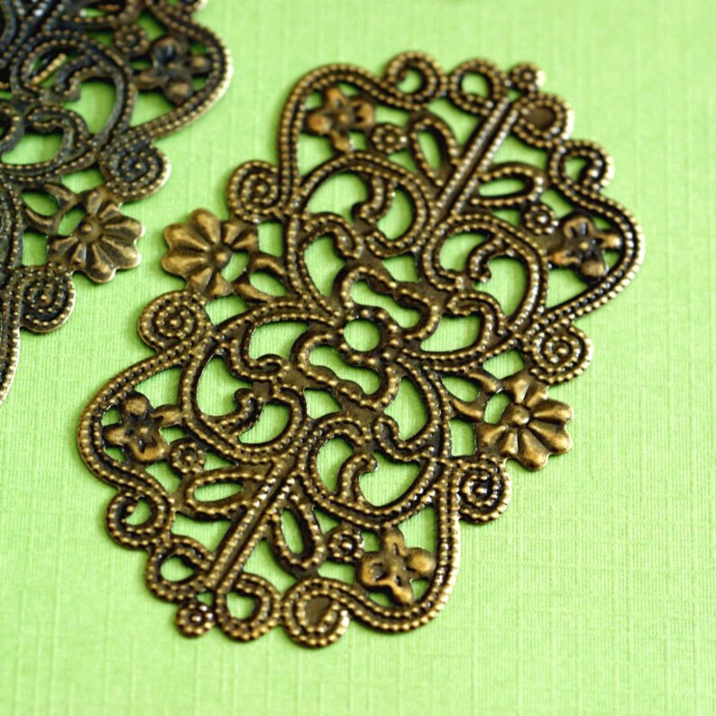 10pcs 50mm Antique Bronze Filigree Patches R0148-AB