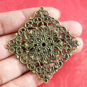10 patchs en filigrane diamant bronze antique de 40 mm R0146-AB