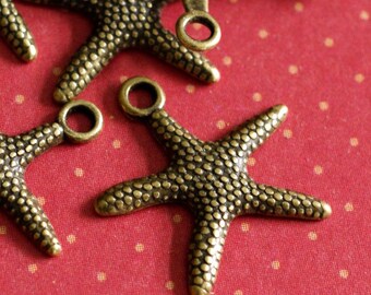 Lead Free 24pcs Antique Bronze Finish Alloy Starfish Sea Star Pendants