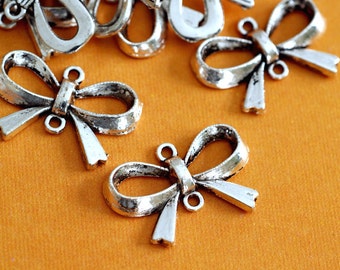 Sale Lead Free 50pcs Antique Silver Bowknot Links H935-AS