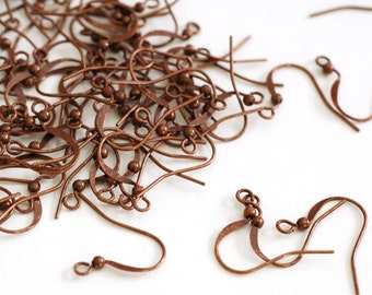 50pcs Antique Copper Finish Bead Earwire Brass Hooks KK-Q369-RC