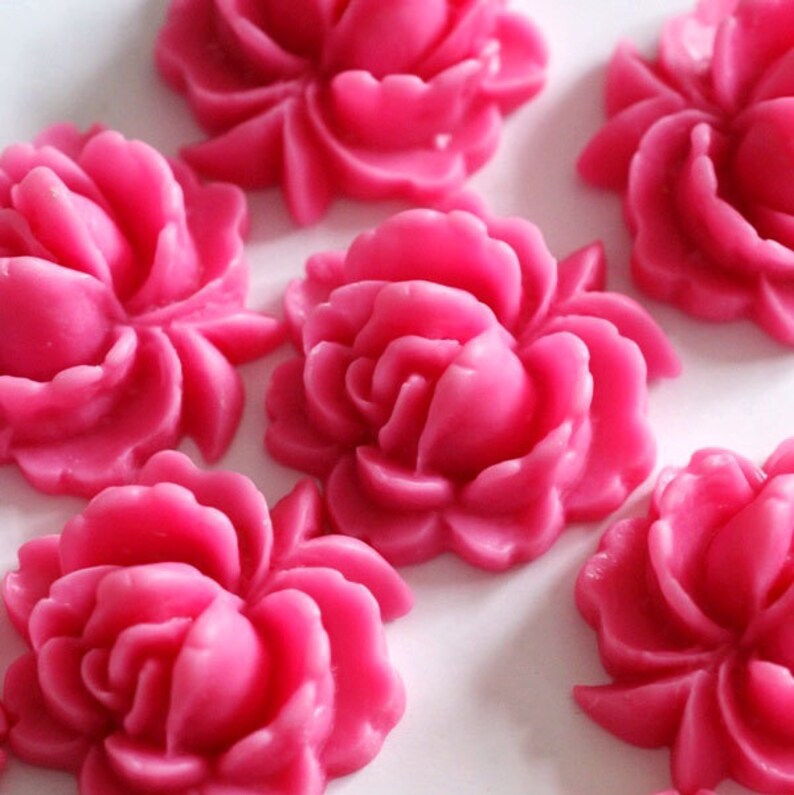 Sale 6pcs Hotpink Flower Cabochons RESI-A926